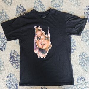 Chucky Horror Tee Men's Small Black Graphic T-Shirt Classic Halloween Scary EUC